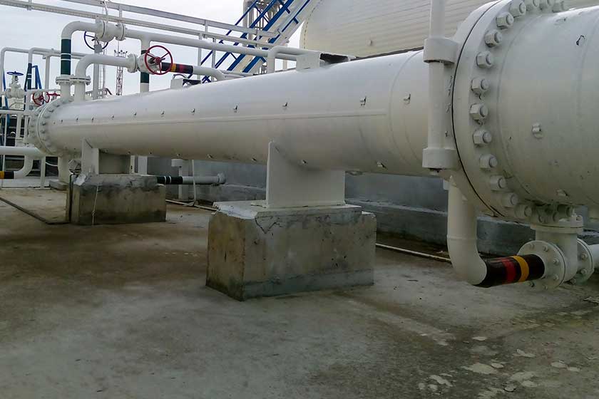 Heat exchanger in a refinery. The equipment for oil refining.